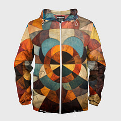Ветровка с капюшоном мужская Винтажная мозайка, цвет: 3D-белый