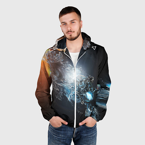 Мужская ветровка Космическая абстракция астероид / 3D-Белый – фото 3