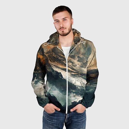 Мужская ветровка Иллюстрация хаоса в грубом стиле / 3D-Белый – фото 3