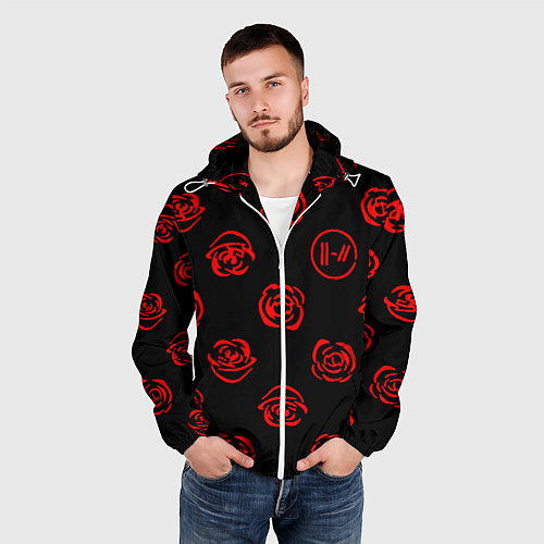 Мужская ветровка Twenty one pilots rose pattern / 3D-Белый – фото 3