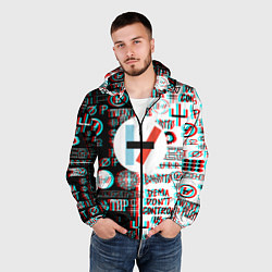 Ветровка с капюшоном мужская Twenty one pilots glitch pattern, цвет: 3D-черный — фото 2