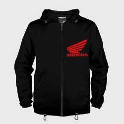 Ветровка с капюшоном мужская Honda red logo auto steel, цвет: 3D-черный