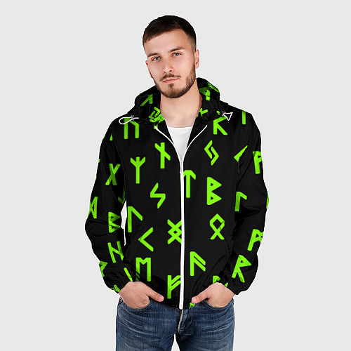 Мужская ветровка Славянская символика кислота / 3D-Белый – фото 3