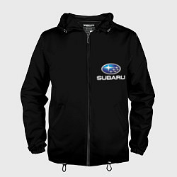 Ветровка с капюшоном мужская Subaru logo auto, цвет: 3D-черный