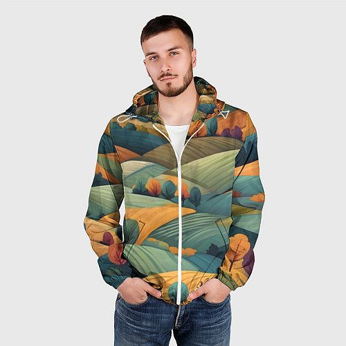 Мужская ветровка Луга поля / 3D-Белый – фото 3