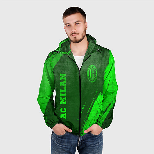 Мужская ветровка AC Milan - green gradient вертикально / 3D-Черный – фото 3