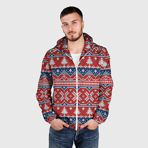Мужская ветровка New year pattern / 3D-Белый – фото 3