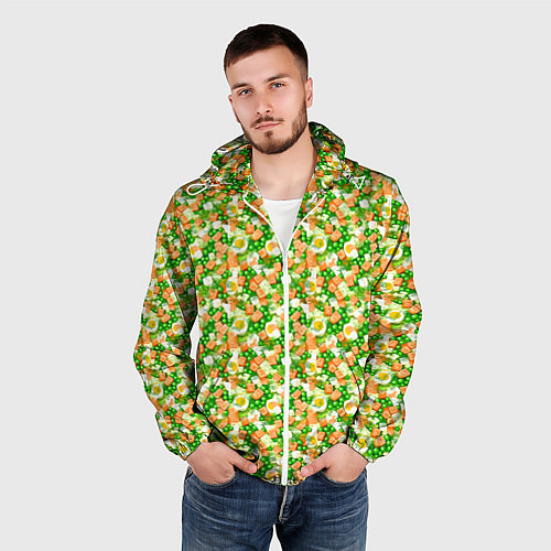 Мужская ветровка Салат - Оливье / 3D-Белый – фото 3