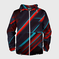 Ветровка с капюшоном мужская Абстракция из линий, цвет: 3D-белый