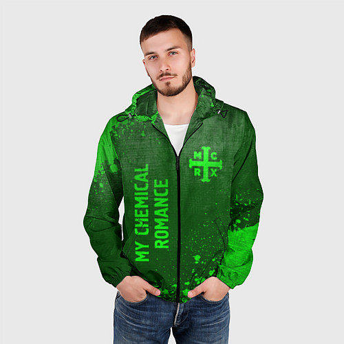 Мужская ветровка My Chemical Romance - green gradient вертикально / 3D-Черный – фото 3