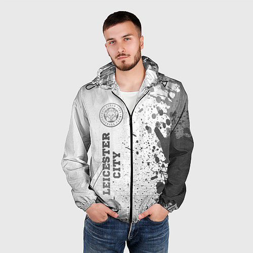 Мужская ветровка Leicester City - white gradient по-вертикали / 3D-Черный – фото 3