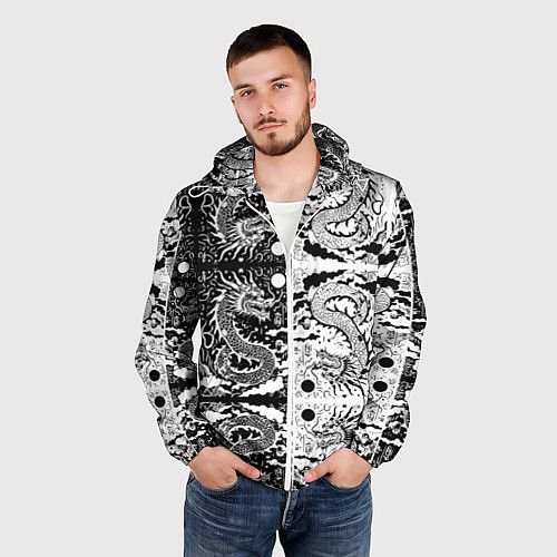 Мужская ветровка Драконы инь и янь с узорами / 3D-Белый – фото 3
