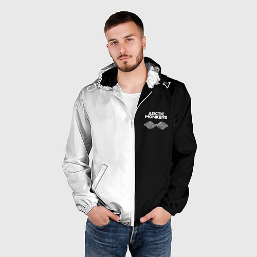 Мужская ветровка Arctic Monkeys - черное и белое / 3D-Белый – фото 3