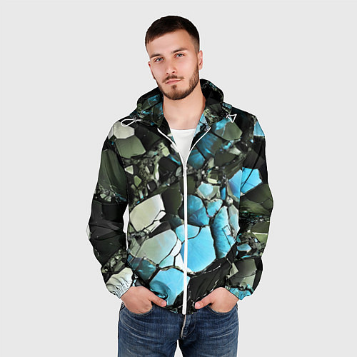 Мужская ветровка Чёрно-синий камень / 3D-Белый – фото 3