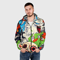 Ветровка с капюшоном мужская Японские ужастики, цвет: 3D-черный — фото 2