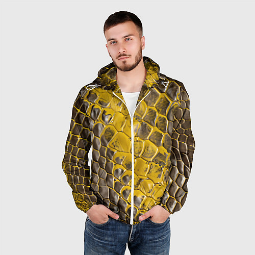 Мужская ветровка Красивая кожа змеи / 3D-Белый – фото 3