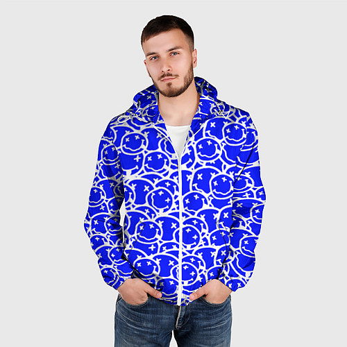 Мужская ветровка Nirvana logo blue / 3D-Белый – фото 3