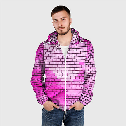 Мужская ветровка Розовые кирпичики / 3D-Белый – фото 3