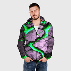 Ветровка с капюшоном мужская Треснувший камень зелёный, цвет: 3D-черный — фото 2