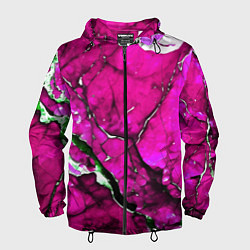 Ветровка с капюшоном мужская Розовый треснувший камень, цвет: 3D-черный