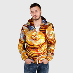 Ветровка с капюшоном мужская Блинчики, цвет: 3D-белый — фото 2