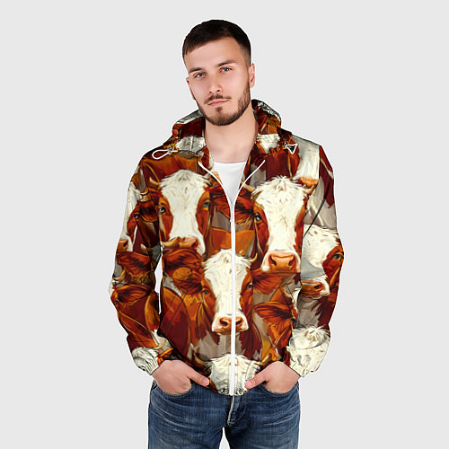 Мужская ветровка Рыжие коровки / 3D-Белый – фото 3