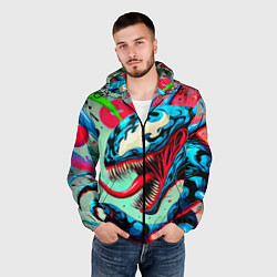 Ветровка с капюшоном мужская Свирепый Веном - граффити, цвет: 3D-черный — фото 2