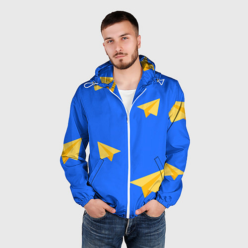Мужская ветровка Желтый самолетик / 3D-Белый – фото 3
