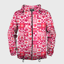 Ветровка с капюшоном мужская День святого Валентина - паттерн, цвет: 3D-черный