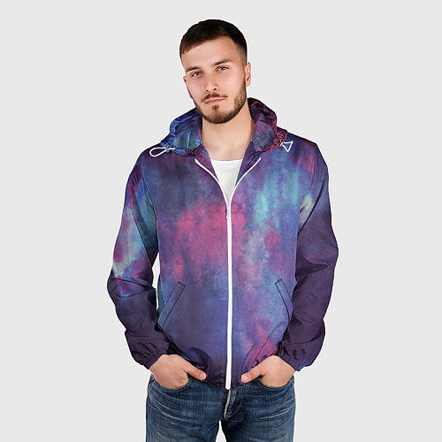 Мужская ветровка Тай-дай космос / 3D-Белый – фото 3