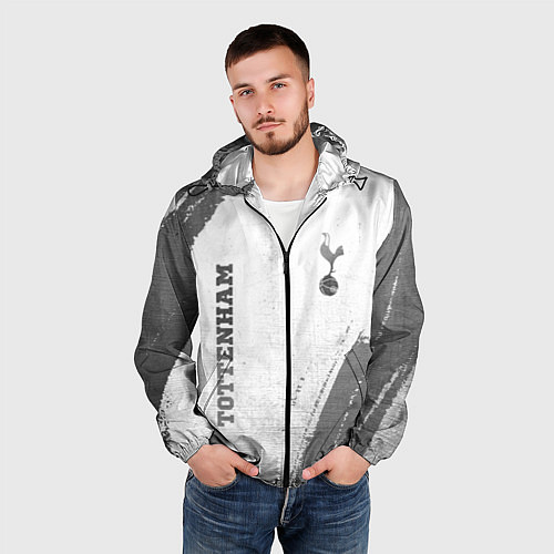 Мужская ветровка Tottenham - white gradient вертикально / 3D-Черный – фото 3