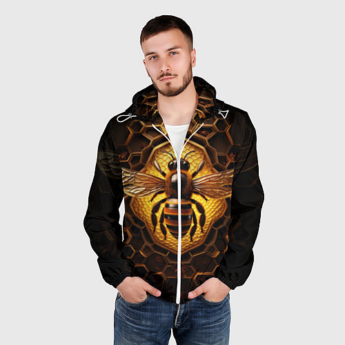 Мужская ветровка Золотая пчела / 3D-Белый – фото 3