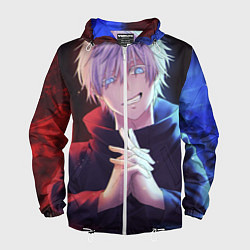 Ветровка с капюшоном мужская Аниме - магическая битва, цвет: 3D-белый