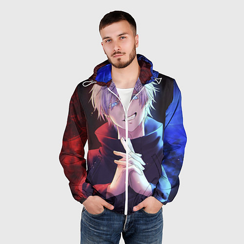 Мужская ветровка Аниме - магическая битва / 3D-Белый – фото 3