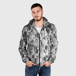 Ветровка с капюшоном мужская Монохромный камуфляж, цвет: 3D-черный — фото 2