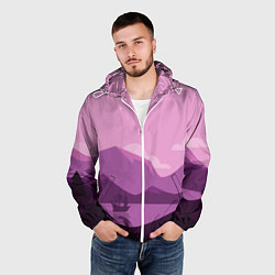 Ветровка с капюшоном мужская Горное озеро, цвет: 3D-белый — фото 2