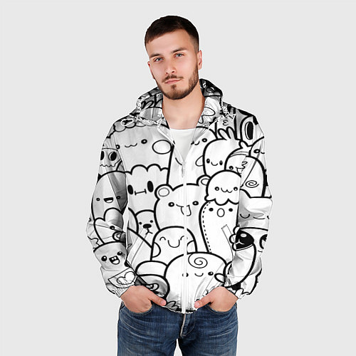 Мужская ветровка Doodle monsters / 3D-Белый – фото 3