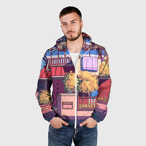 Мужская ветровка Lo-fi японский стиль улица / 3D-Белый – фото 3