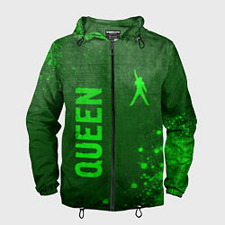 Ветровка с капюшоном мужская Queen - green gradient вертикально, цвет: 3D-черный