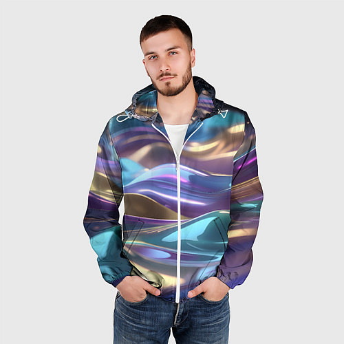 Мужская ветровка Космические мягкие волны / 3D-Белый – фото 3