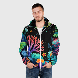 Ветровка с капюшоном мужская Космический подводный мир, цвет: 3D-белый — фото 2