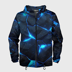 Ветровка с капюшоном мужская Неоновый синий свет из плит, цвет: 3D-черный