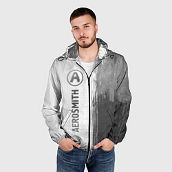 Ветровка с капюшоном мужская Aerosmith - white gradient по-вертикали, цвет: 3D-черный — фото 2