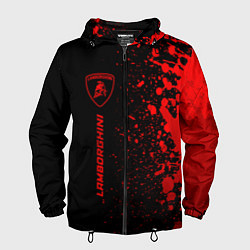 Ветровка с капюшоном мужская Lamborghini - red gradient по-вертикали, цвет: 3D-черный