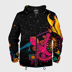 Ветровка с капюшоном мужская Psychedelic abstract art, цвет: 3D-черный