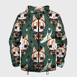 Ветровка с капюшоном мужская Анимешный лис фенек, цвет: 3D-черный