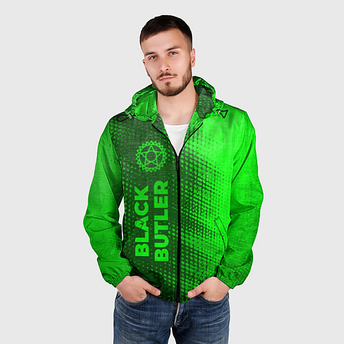 Мужская ветровка Black Butler - green gradient по-вертикали / 3D-Черный – фото 3