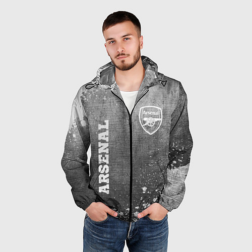 Мужская ветровка Arsenal - grey gradient вертикально / 3D-Черный – фото 3