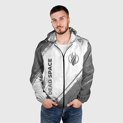 Мужская ветровка Dead Space - white gradient вертикально / 3D-Черный – фото 3