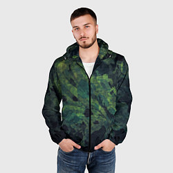Ветровка с капюшоном мужская Абстракция - green camouflage background, цвет: 3D-черный — фото 2